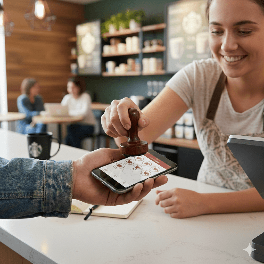 MyStamp app showing digital stamp card